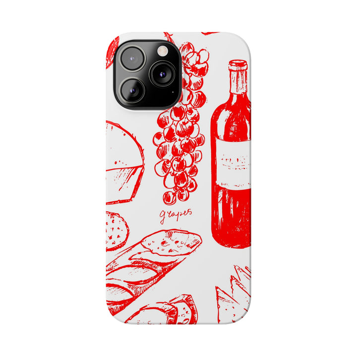 Slim Cute Phone Cases for Iphone | iPhone 15 Case | iPhone 15 Pro Max Case, Iphone 14, Iphone 14 Pro Max, Iphone 13, French Food Wine Red - Studio40ParkLane