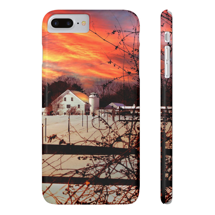 Slim Cute Phone Cases for Iphone - | iPhone 15 Case | iPhone 15 Pro Max Case, Iphone 14 Case, Iphone 14 Pro Max, Iphone 13, New England Winter Sunset - Studio40ParkLane