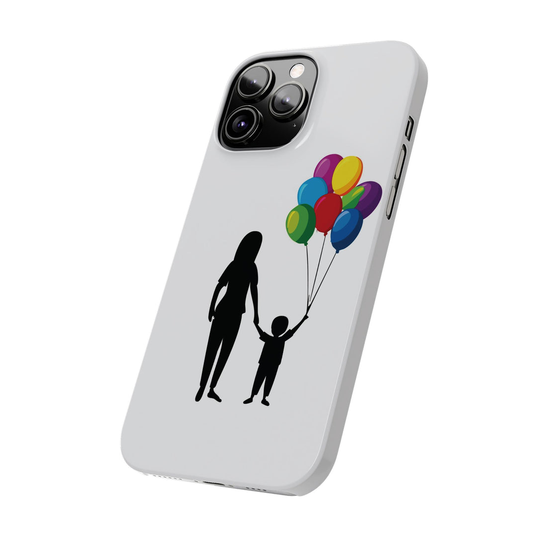 Slim Mother Child Balloons Gift for Her Cute Phone Cases for Iphone 16 Pro Max | iPhone 15 Case | iPhone 15 Pro Max Case, Iphone 14, 13, 12, 11, 10, 8, 7 - Studio40ParkLane