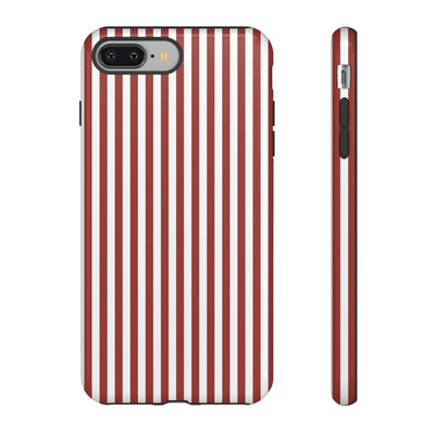Tough Premium Red Stripes Phone Case Gift for Her - For Apple iPhone 16 Pro Max 16e iPhone 15 Pro iPhone Iphone 14 Plus 13 Pro 12 SE XR - Studio40ParkLane