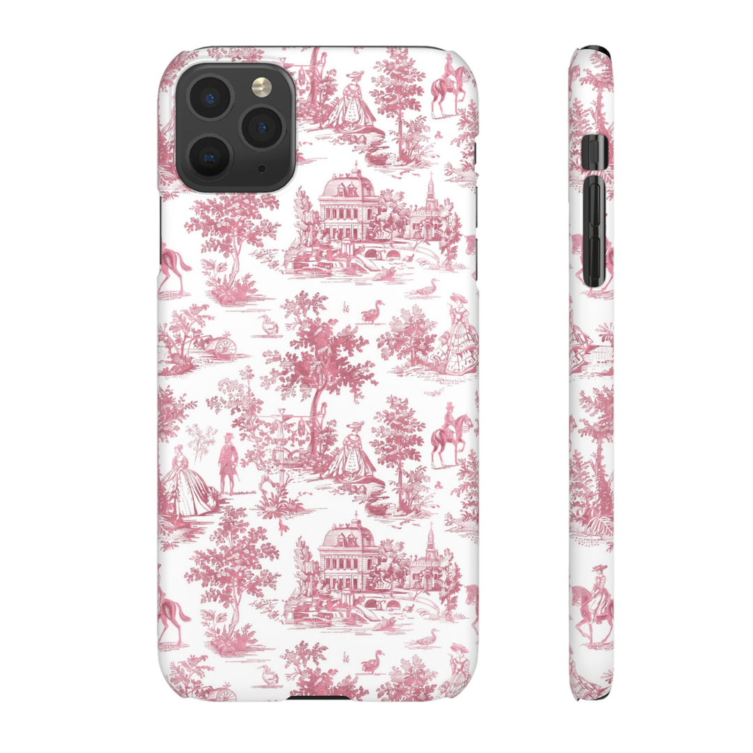 Sleek Snap Pink French Toile Cute Phone Case for iPhone 16 15 14 13 12 11 X Xs Max Xr Pro Plus Samsung Galaxy S24 S23 S22 S21 S20 Note Ultra