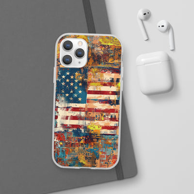 Cute Flexi Phone Cases, US Flag Abstract, Compatible with Samsung Galaxy S23, Samsung S22, Samsung S21, Samsung S20, Galaxy S20 Ultra