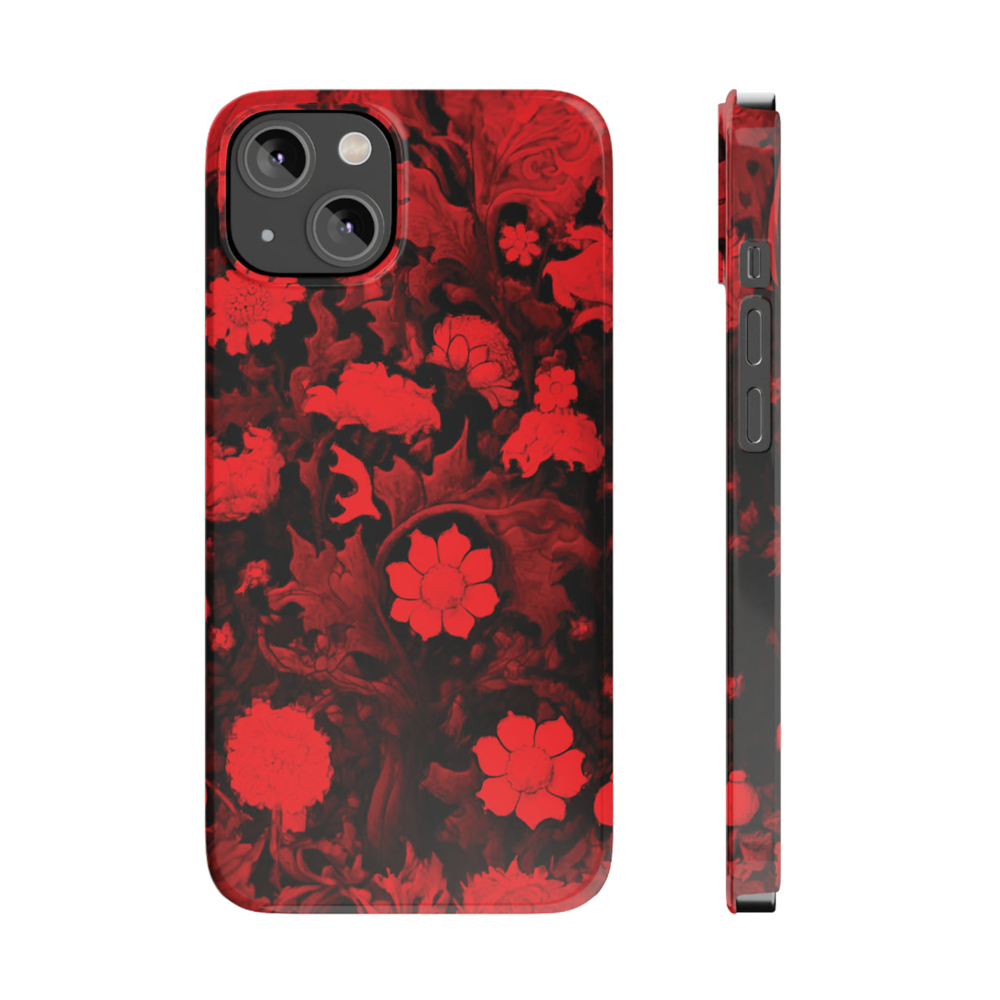 Slim Cute iPhone Cases - | iPhone 15 Case | iPhone 15 Pro Max Case, Iphone 14 Case, Iphone 14 Pro Max, Iphone 13, Red Flowers