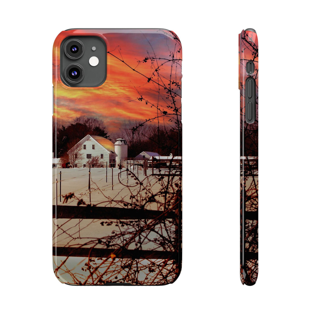 Slim Cute Phone Cases for Iphone - | iPhone 15 Case | iPhone 15 Pro Max Case, Iphone 14 Case, Iphone 14 Pro Max, Iphone 13, New England Winter Sunset - Studio40ParkLane