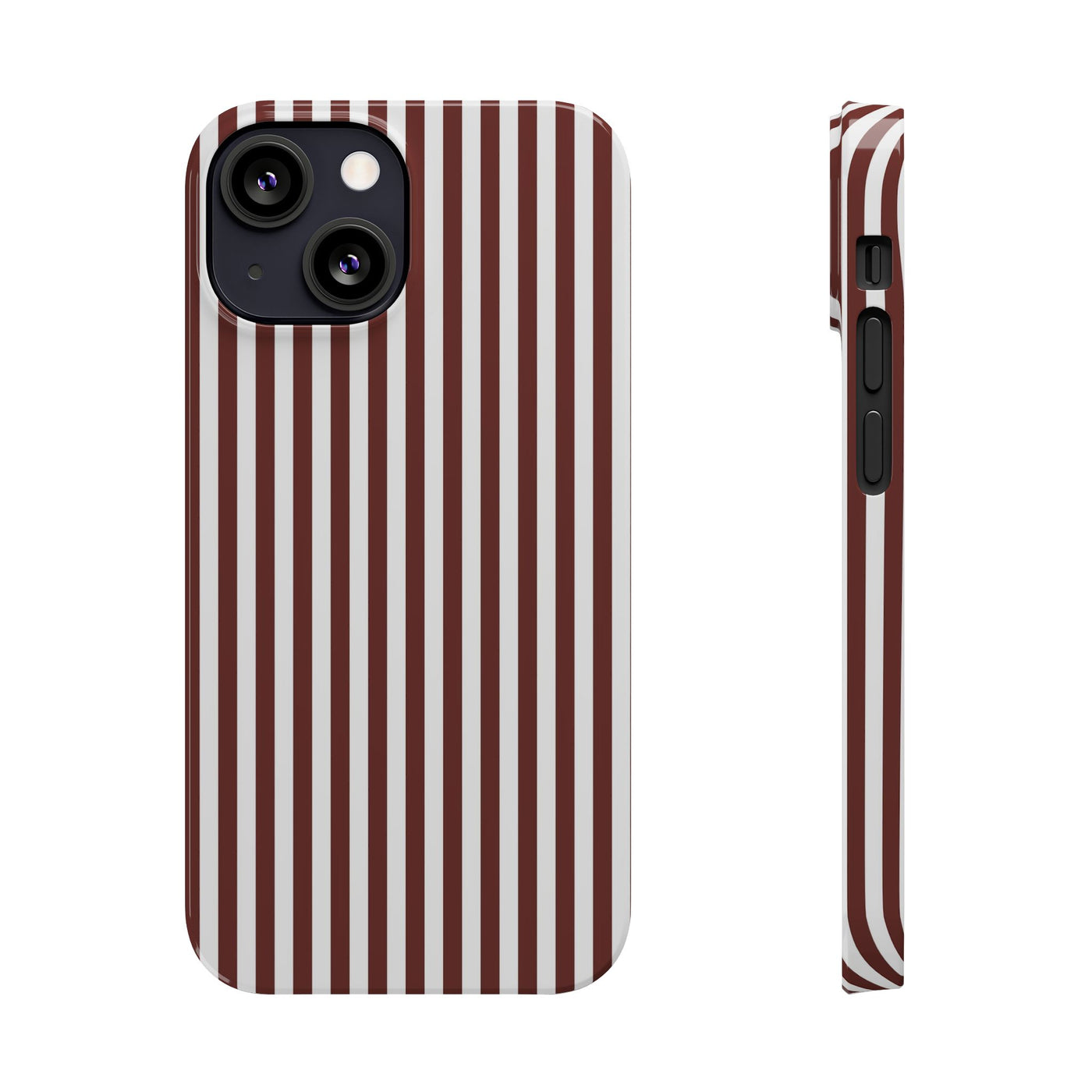 Slim Chocolate Brown Striped Cute Phone Case for Iphone 16 - | iPhone 15 Pro Max Case | iPhone 14 Case Iphone 13 12 11 10 9 8 7 Gift for Her - Studio40ParkLane