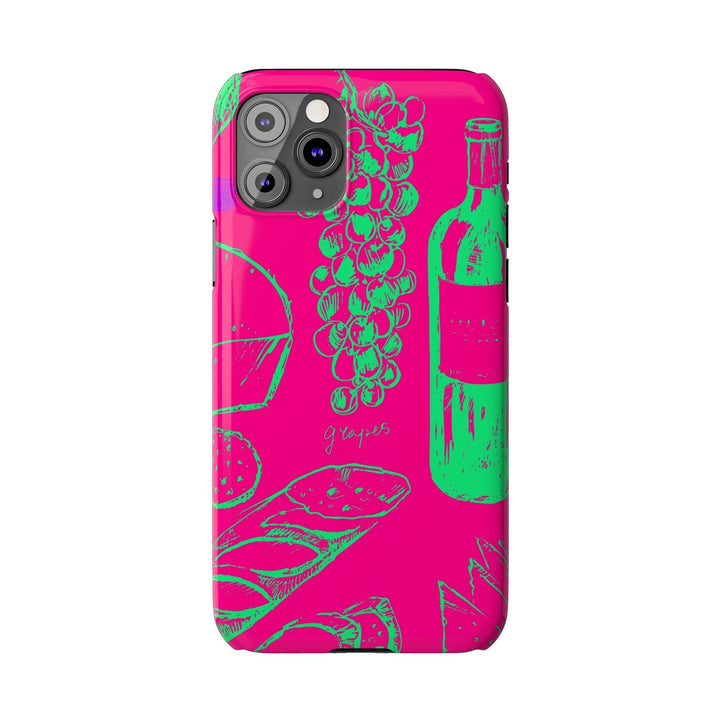 Slim French Food Wine Pink Green Cute Phone Cases for Iphone | iPhone 15 Case | iPhone 15 Pro Max Case, Iphone 14, Iphone 14 Pro Max, Iphone 13, - Studio40ParkLane