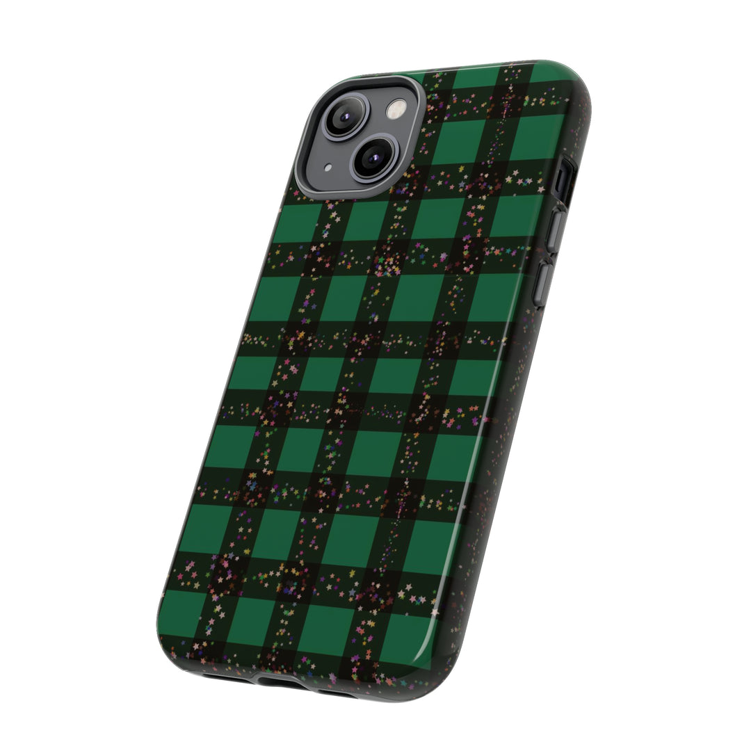 Cute IPhone Case | iPhone 15 Case | iPhone 15 Pro Max Case, Iphone 14 Case, Iphone 14 Pro Max Case IPhone Case for Art Lovers, Green Festive Plaid - Studio40ParkLane