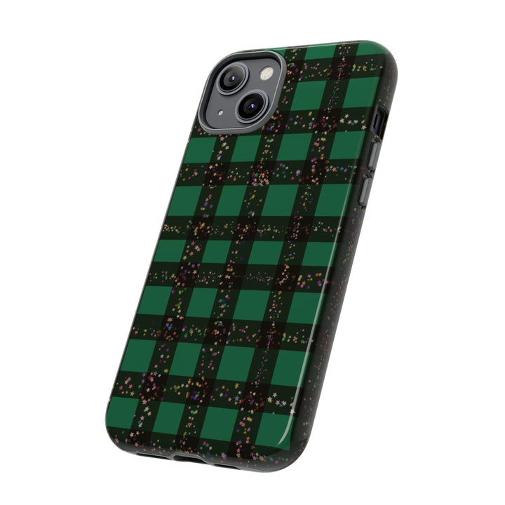 Cute IPhone Case | iPhone 15 Case | iPhone 15 Pro Max Case, Iphone 14 Case, Iphone 14 Pro Max Case IPhone Case for Art Lovers, Green Festive Plaid - Studio40ParkLane