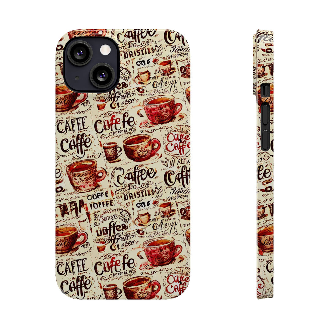 Slim Cute Phone Cases for Iphone - | iPhone 15 Case | iPhone 15 Pro Max Case, Iphone 14 Case, Iphone 14 Pro Max, Iphone 13, Paris Coffee Cup - Studio40ParkLane