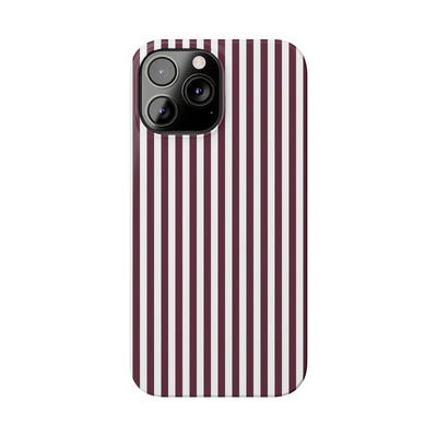 Slim Burgundy Wine Striped Cute Phone Case for Iphone 16 - | iPhone 15 Pro Max Case | iPhone 14 Case Iphone 13 12 11 10 9 8 7 Gift for Her - Studio40ParkLane
