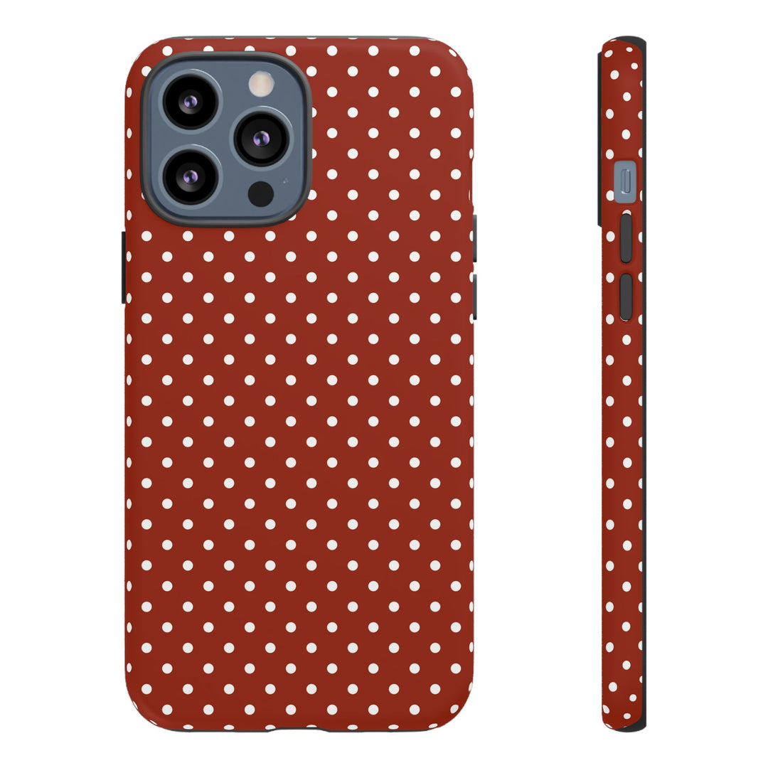 Aesthetic Tough Clay Red Polka Dots Premium Phone Case - For iPhone 17 Pro Max iPhone 16 Pro iPhone 15 Iphone 14 Plus 13 Pro 12 11 10 XR XS - Studio40ParkLane