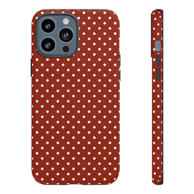 Aesthetic Tough Clay Red Polka Dots Premium Phone Case - For iPhone 17 Pro Max iPhone 16 Pro iPhone 15 Iphone 14 Plus 13 Pro 12 11 10 XR XS - Studio40ParkLane