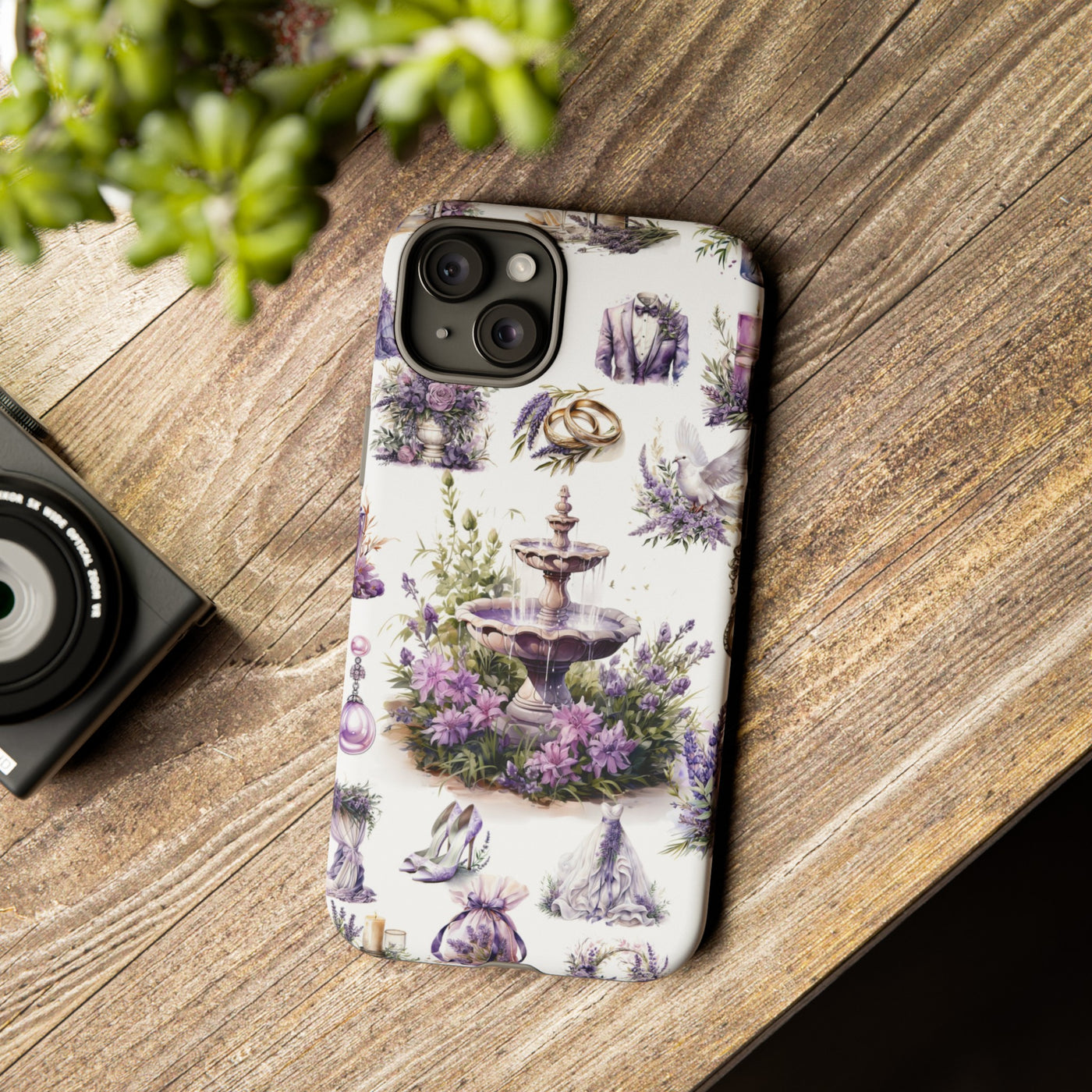 Impact Resistant, Lavender Wedding, Cute Phone Cases for Samsung S24, S23, S22, S21, IPhone 15 pro Iphone 14 pro Iphone 13 IPhone 12 Iphone 11