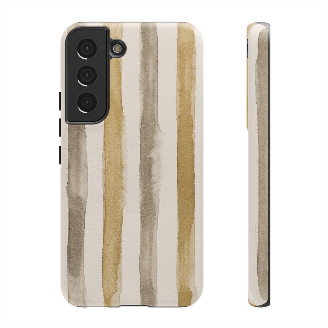 Tough Cute Brown Beige Stripes Phone Case, for IPhone 17 Pro Max | Iphone 17 Air, Iphone 16, IPhone 15, 14 13 12, Samsung Galaxy S26, S25, S24, S23 - Studio40ParkLane