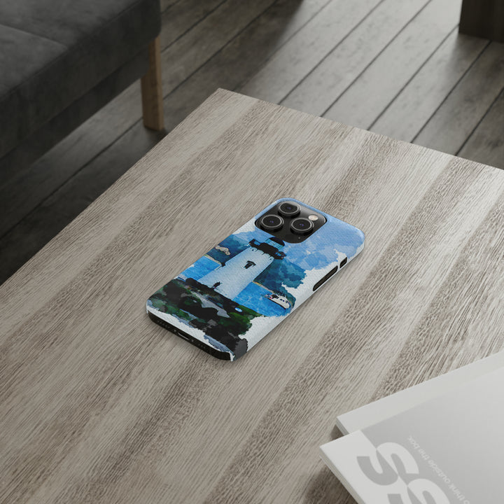 Slim Cute Phone Cases for Iphone - | iPhone 15 Case | iPhone 15 Pro Max Case, Iphone 14 Case, Iphone 14 Pro Max, Iphone 13, Beach Lighthouse Blue - Studio40ParkLane