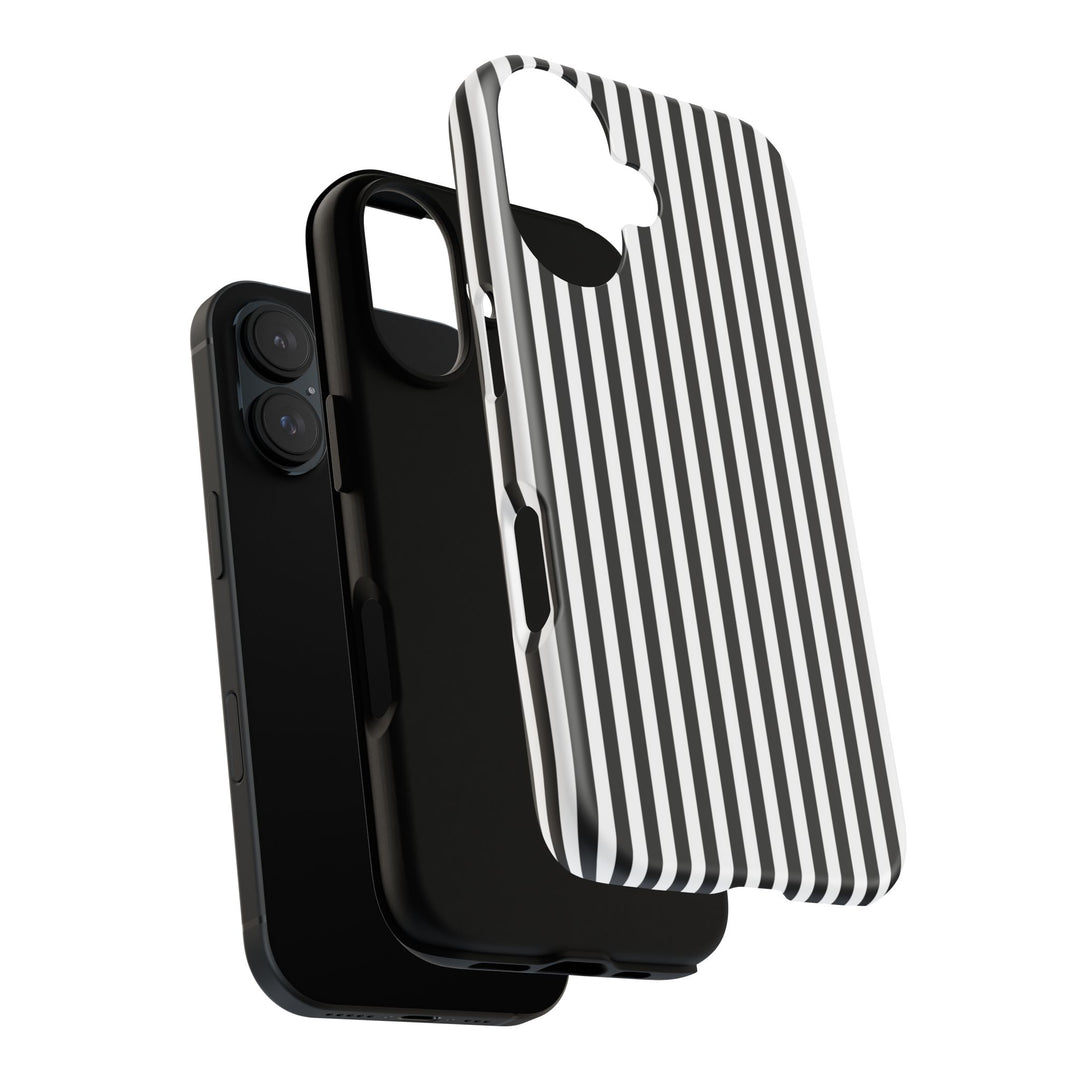 Tough Premium Black White Stripes Phone Case Gift for Her - For Apple iPhone 16 Pro Max 16e iPhone 15 Pro iPhone Iphone 14 Plus 13 Pro 12 SE XR - Studio40ParkLane