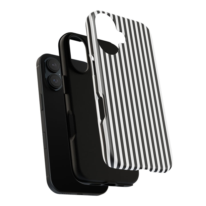 Tough Premium Black White Stripes Phone Case Gift for Her - For Apple iPhone 16 Pro Max 16e iPhone 15 Pro iPhone Iphone 14 Plus 13 Pro 12 SE XR - Studio40ParkLane