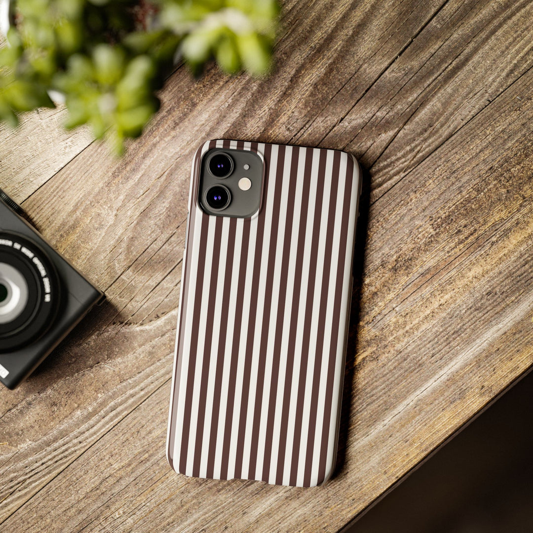 Slim Carriage Brown Striped Cute Phone Case for Iphone 16 - | iPhone 15 Pro Max Case | iPhone 14 Case Iphone 13 12 11 10 9 8 7 Gift for Her - Studio40ParkLane