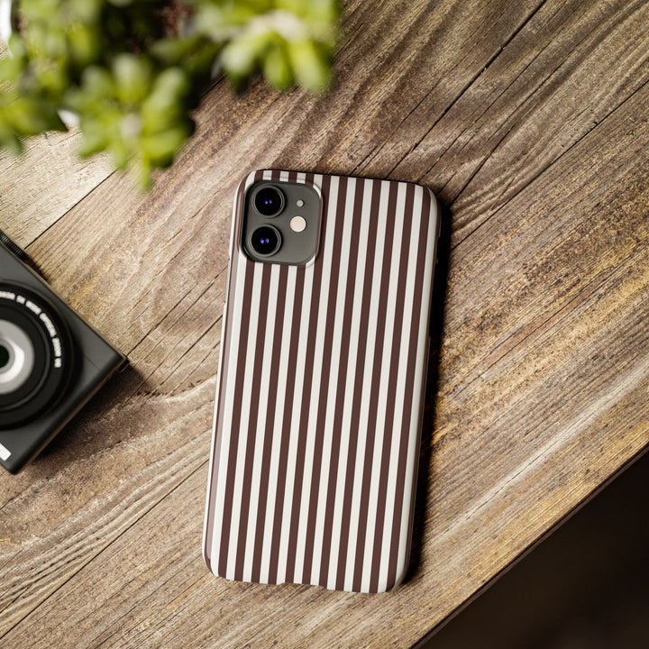 Slim Carriage Brown Striped Cute Phone Case for Iphone 16 - | iPhone 15 Pro Max Case | iPhone 14 Case Iphone 13 12 11 10 9 8 7 Gift for Her - Studio40ParkLane