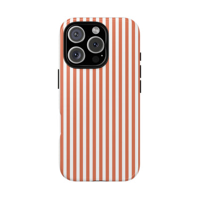 Tough Premium Peach Stripes Phone Case Gift for Her - For Apple iPhone 16 Pro Max 16e iPhone 15 Pro iPhone Iphone 14 Plus 13 Pro 12 SE XR - Studio40ParkLane