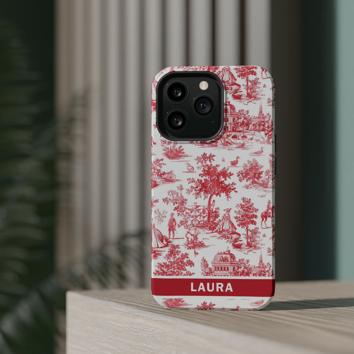 Magsafe French Toile Personalized Initial Custom Gift for Her Cute Phone Cases for Iphone 16 Pro Max | iPhone 15 Case | iPhone 15 Pro Max Case, Iphone 14, 13, 12, 11, 10, 8, 7 - Studio40ParkLane