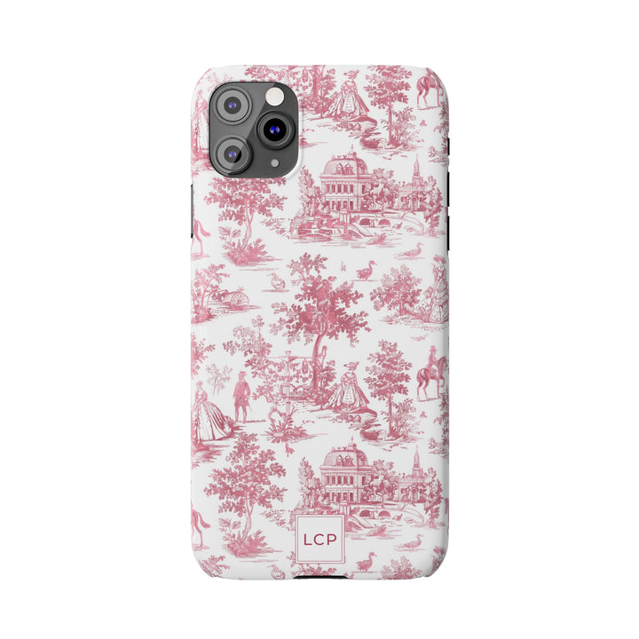 Slim Personalized Slim Pink Vintage French Toile Cute Phone Cases for Iphone 16 Pro Max | iPhone 15 Case | iPhone 15 Pro Max Case, Iphone 14, Iphone 14 Pro Max, Iphone 13 12 11 8 7 - Studio40ParkLane