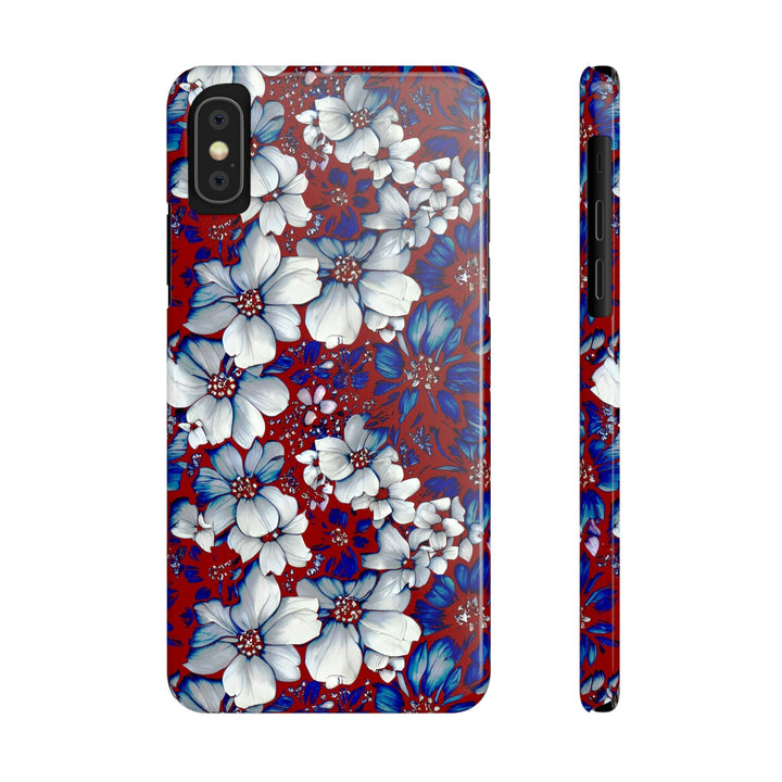Slim Cute Phone Cases for Iphone - | iPhone 15 Case | iPhone 15 Pro Max Case, Iphone 14 Case, Iphone 14 Pro Max, Iphone 13, Red Blue Flowers - Studio40ParkLane