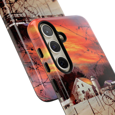 Impact Resistant, Winter Sunset Cute Phone Cases for Samsung S24, S23, S22, S21, IPhone 15 pro Iphone 14 pro Iphone 13 IPhone 12 Iphone 11