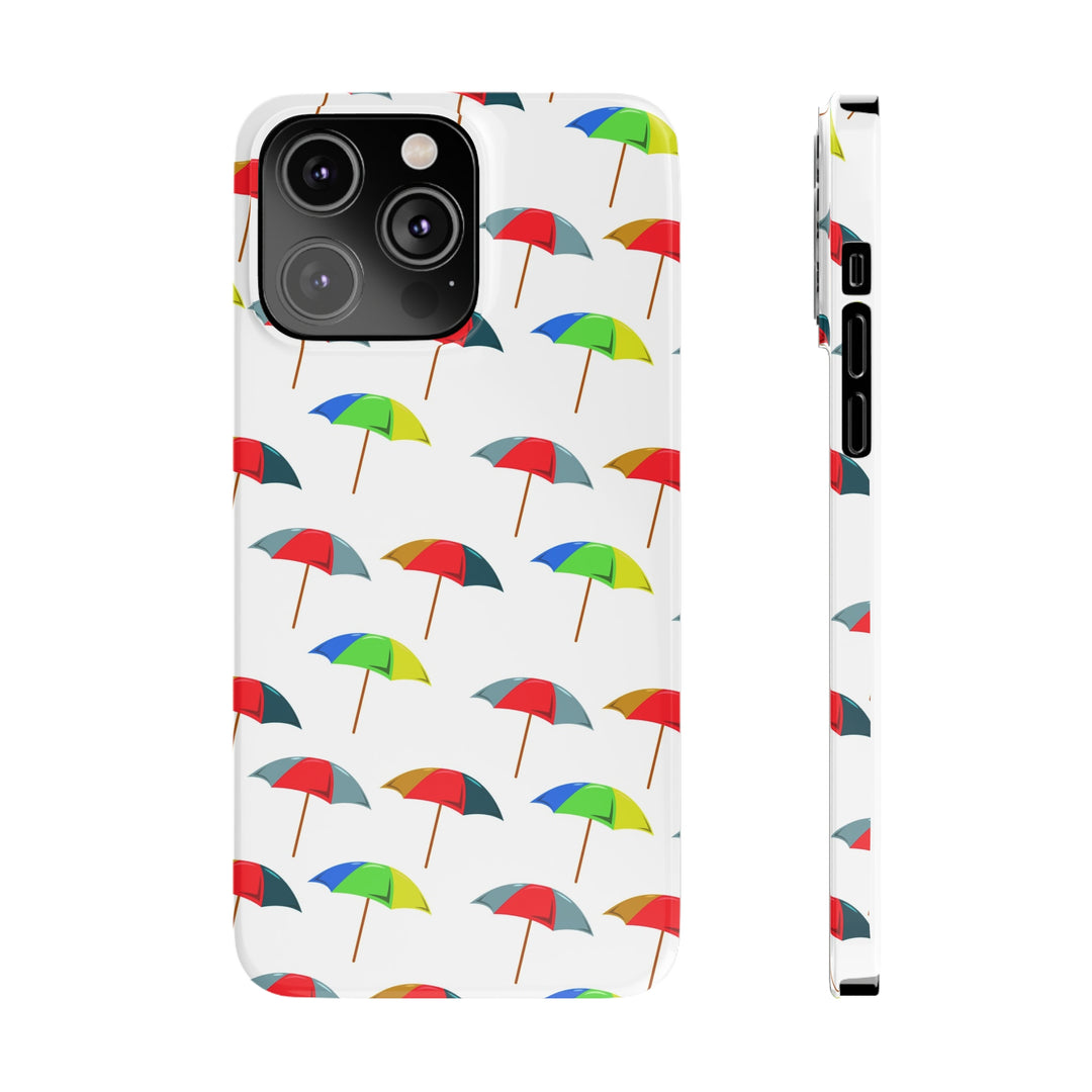 Slim Cute Phone Cases for Iphone - | iPhone 15 Case | iPhone 15 Pro Max Case, Iphone 14 Case, Iphone 14 Pro Max, Iphone 13, Colorful Beach Parasol - Studio40ParkLane
