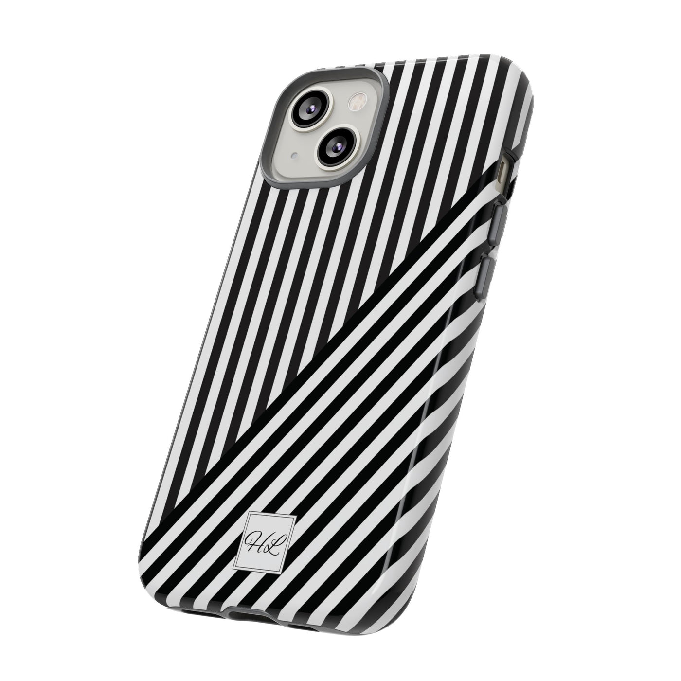 Custom Personalized Aesthetic Stripes Black White Tough Phone Case - For iPhone 17 Pro Max iPhone 16 Pro iPhone 15 Iphone 14 Plus 13 12 11 - Studio40ParkLane