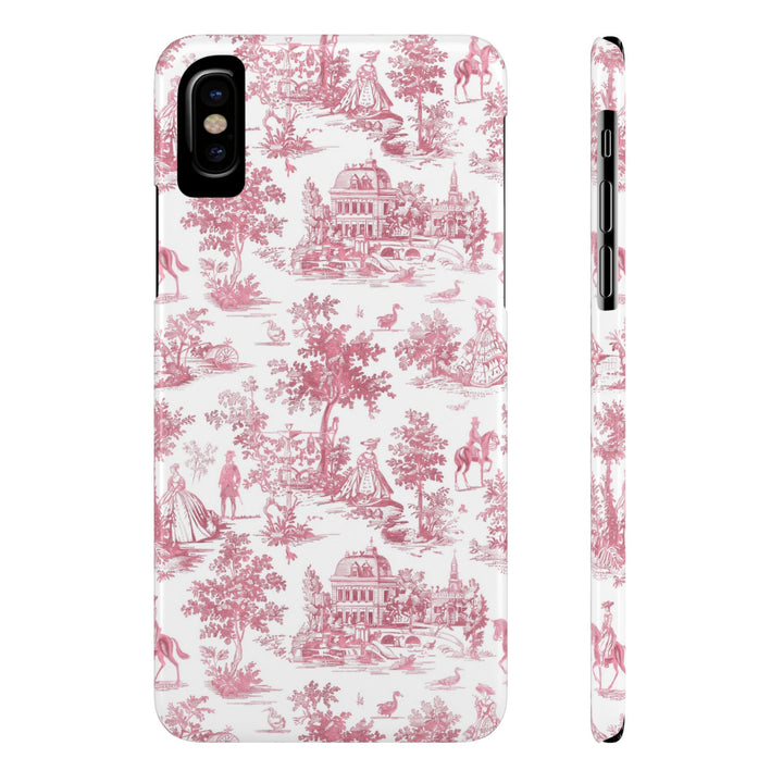 Slim Pink Vintage French Toile Cute Phone Cases for Iphone 16 Pro Max | iPhone 15 Case | iPhone 15 Pro Max Case, Iphone 14, Iphone 14 Pro Max, Iphone 13 12 11 8 7 - Studio40ParkLane