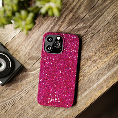 Personalized Slim Muted Pink Faux Play on Glitter Effect Cute Phone Cases for Iphone 16 Pro Max | iPhone 15 Case | iPhone 15 Pro Max Case, Iphone 14, Iphone 14 Pro Max, Iphone 13 12 11 8 7