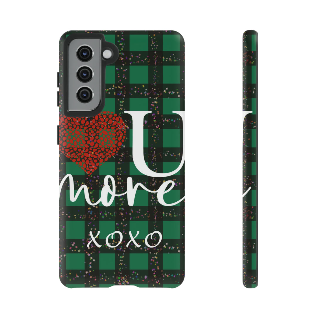 Cute Samsung Phone Cases, Designer Samsung Galaxy S23 Phone Case, Samsung S22 Case, Samsung S21 Case, Samsung S20 Case, Green Plaid Love You - Studio40ParkLane