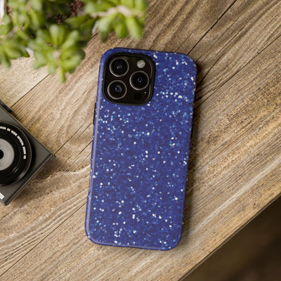 Chic Blue Faux Play on Glitter Effect Cute Phone Case, for IPhone 16 pro Max | Iphone 15, Iphone 14, IPhone 13 Case, 11 8 7, Samsung Galaxy S24, S23, S22, S21, 2 Layer Protection