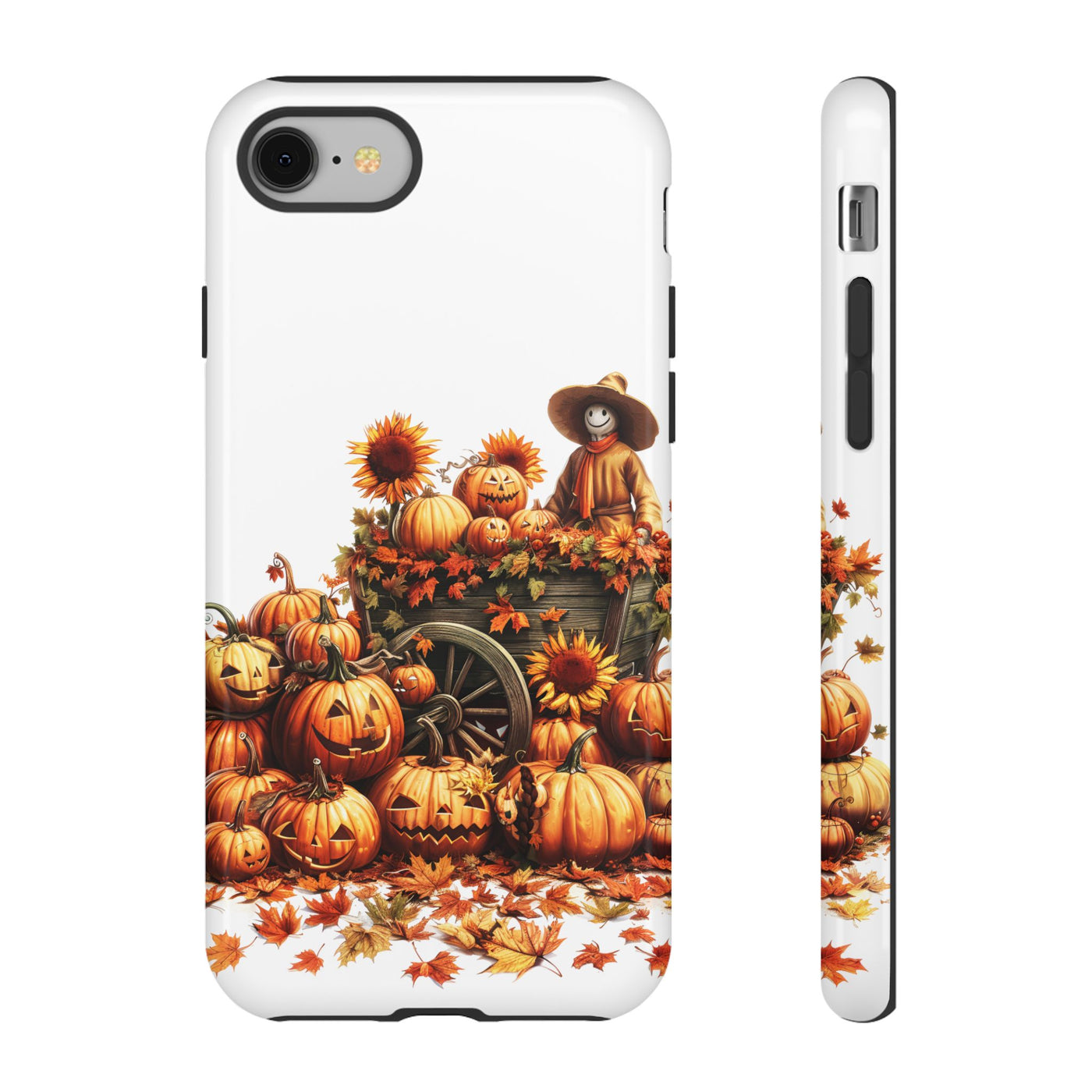 Impact Resistant, Fall Leaves Scarecrow, Cute Phone Cases for Samsung S24, S23, S22, S21, IPhone 15 pro Iphone 14 pro Iphone 13 IPhone 12 Iphone 11