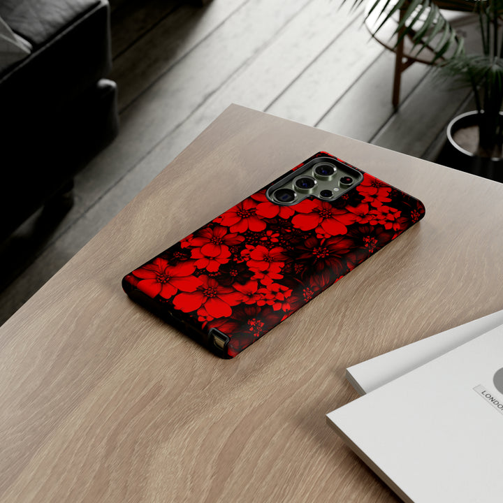 Cute Samsung Phone Case | Aesthetic Samsung Phone Case | Galaxy S23, S22, S21, S20 | Red Black Flowers, Protective Phone Case - Studio40ParkLane