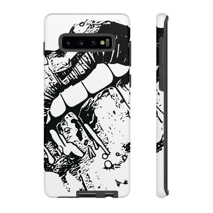 Cute Samsung Phone Case | Aesthetic Samsung Phone Case | Smile Lips Black White | Galaxy S23, S22, S21, S20 | Luxury Double Layer | Cool - Studio40ParkLane