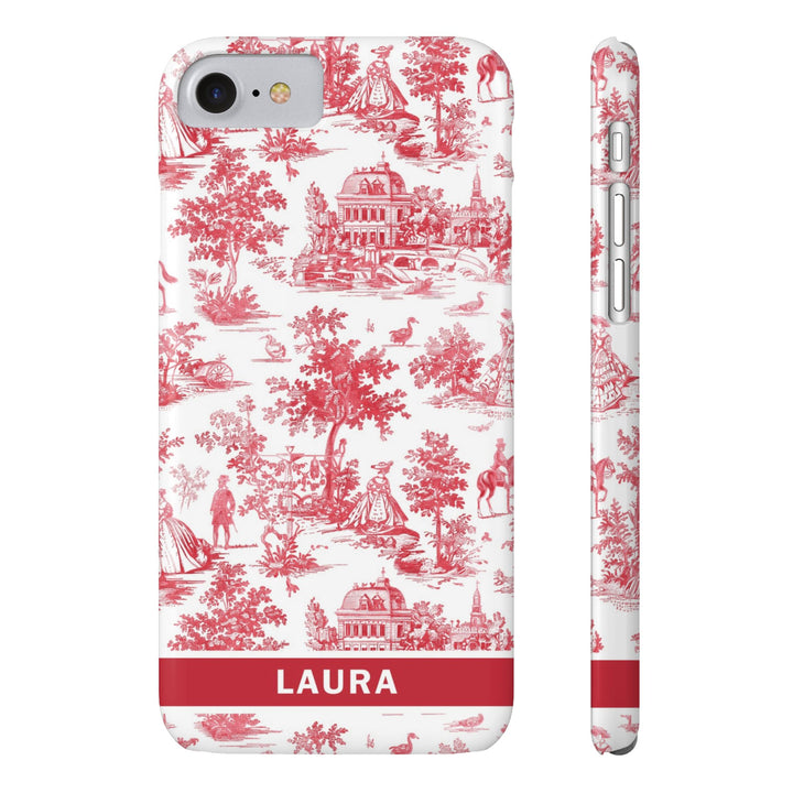 Slim French Toile Personalized Initial Custom Gift for Her Cute Phone Cases for Iphone 16 Pro Max | iPhone 15 Case | iPhone 15 Pro Max Case, Iphone 14, 13, 12, 11, 10, 8, 7 - Studio40ParkLane