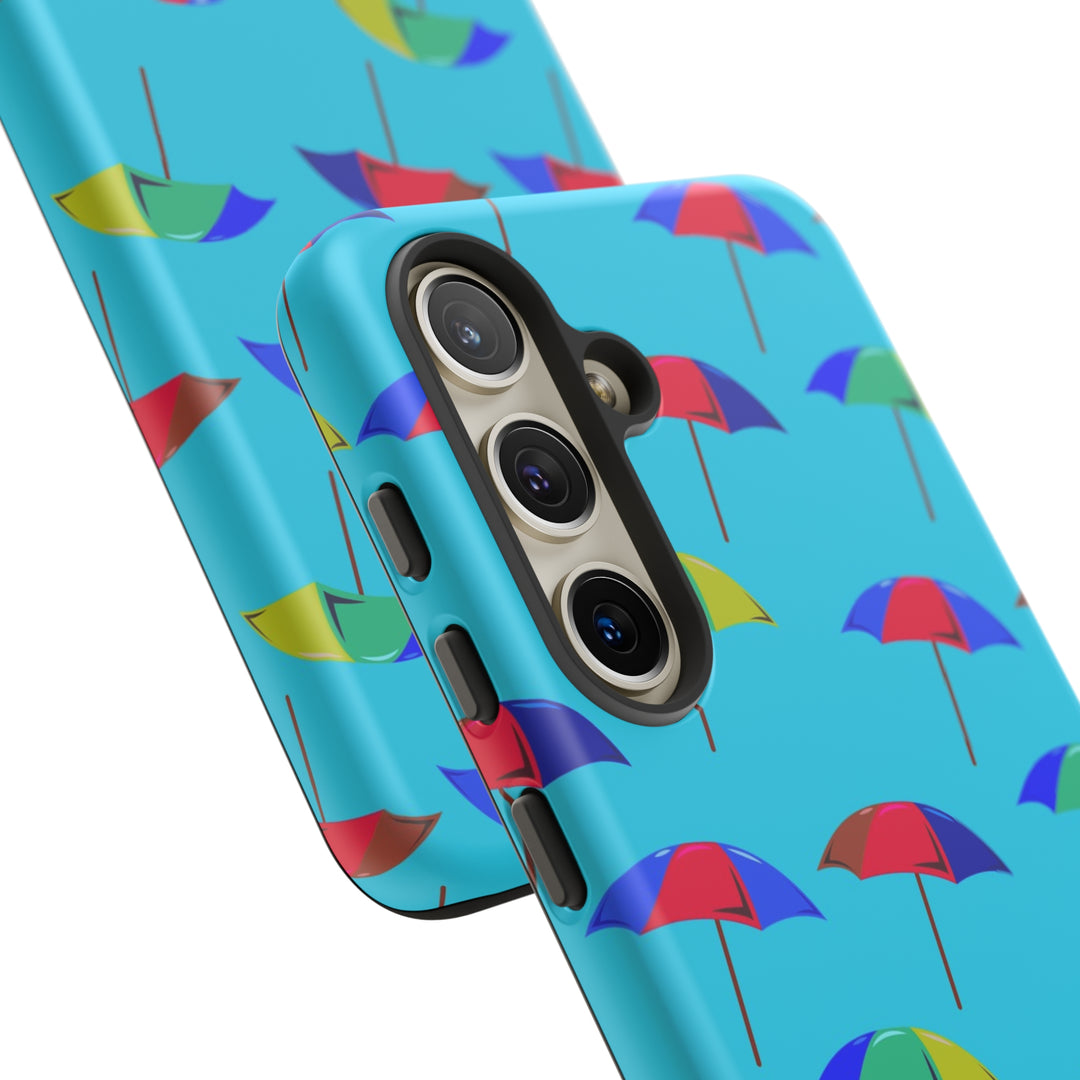 Cute Samsung Phone Case | Aesthetic Samsung Phone Case | Galaxy S23, S22, S21, S20 | Colorful Beach Parasols Blue, Protective Phone Case - Studio40ParkLane