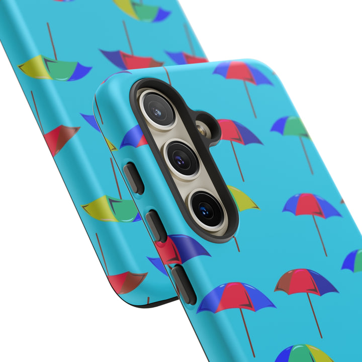 Cute Samsung Phone Case | Aesthetic Samsung Phone Case | Galaxy S23, S22, S21, S20 | Colorful Beach Parasols Blue, Protective Phone Case - Studio40ParkLane