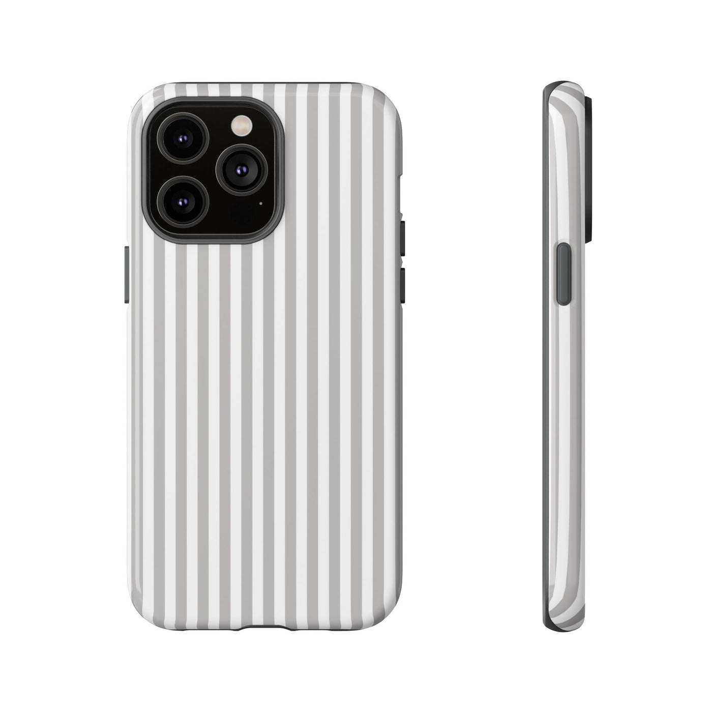 Tough Premium Ash Grey Stripes Phone Case Gift for Her - For Apple iPhone 16 Pro Max 16e iPhone 15 Pro iPhone Iphone 14 Plus 13 Pro 12 SE XR - Studio40ParkLane