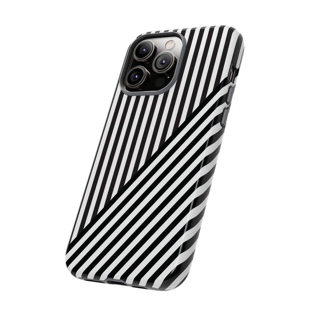 Aesthetic Tough Black White Stripes Phone Case - For iPhone 17 Pro Max iPhone 16 Pro iPhone 15 Iphone 14 Plus 13 Pro 12 11 10 XR - Studio40ParkLane