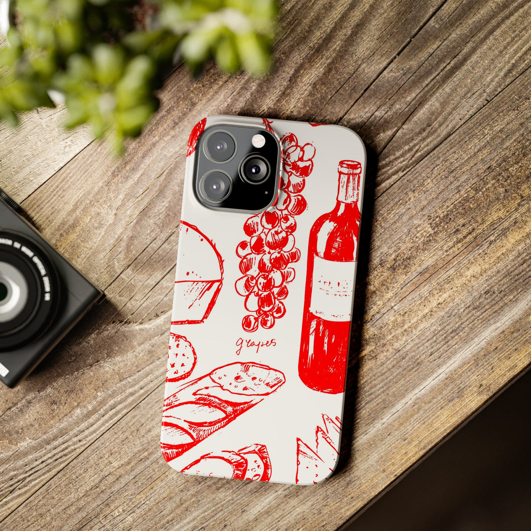 Slim Cute Phone Cases for Iphone | iPhone 15 Case | iPhone 15 Pro Max Case, Iphone 14, Iphone 14 Pro Max, Iphone 13, French Food Wine Red - Studio40ParkLane