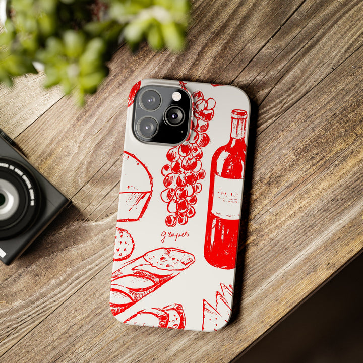Slim Cute Phone Cases for Iphone | iPhone 15 Case | iPhone 15 Pro Max Case, Iphone 14, Iphone 14 Pro Max, Iphone 13, French Food Wine Red - Studio40ParkLane