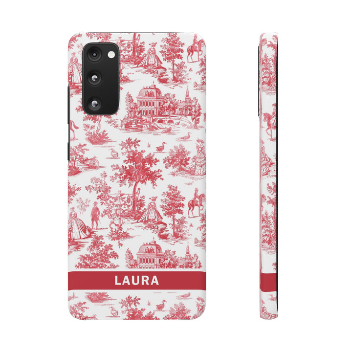 Snap French Toile Personalized Initial Custom Gift for Her Cute Phone Cases for Samsung S24, S23, S22, S21, S20, Plus and Ultra and Iphone, 16, 15, 14, 13, 12, 11. 10 - Studio40ParkLane