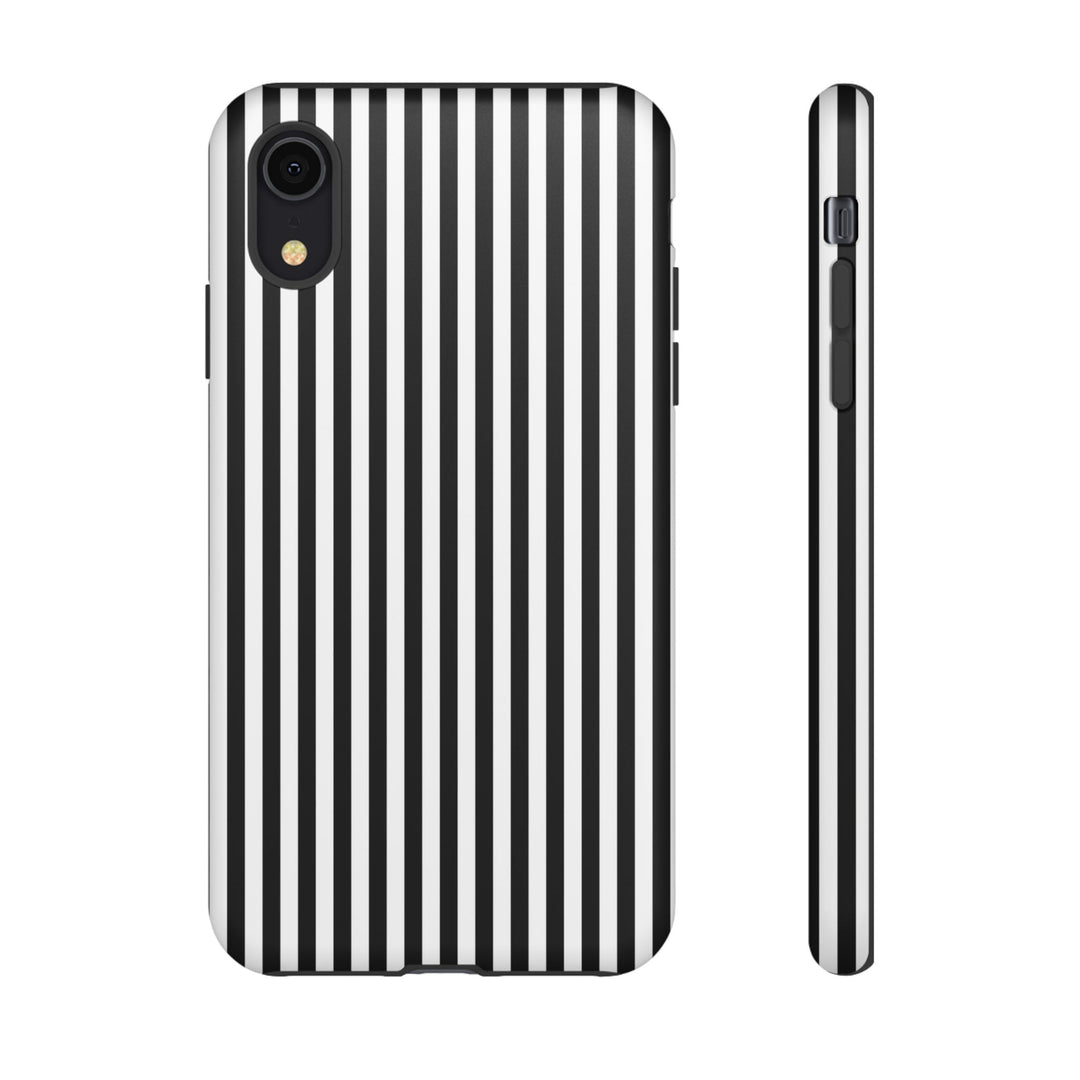 Tough Premium Black White Stripes Phone Case Gift for Her - For Apple iPhone 16 Pro Max 16e iPhone 15 Pro iPhone Iphone 14 Plus 13 Pro 12 SE XR - Studio40ParkLane
