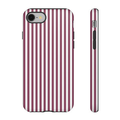 Tough Premium Old Claret Stripes Phone Case Gift for Her - For Apple iPhone 16 Pro Max 16e iPhone 15 Pro iPhone Iphone 14 Plus 13 Pro 12 SE XR - Studio40ParkLane