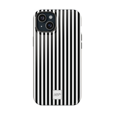 Custom Personalized Black White Striped Magsafe Phone Case for Iphone 17 - | iPhone 16 Pro Max Case | iPhone 15 Case Iphone 14 13 12 11 10 - Studio40ParkLane