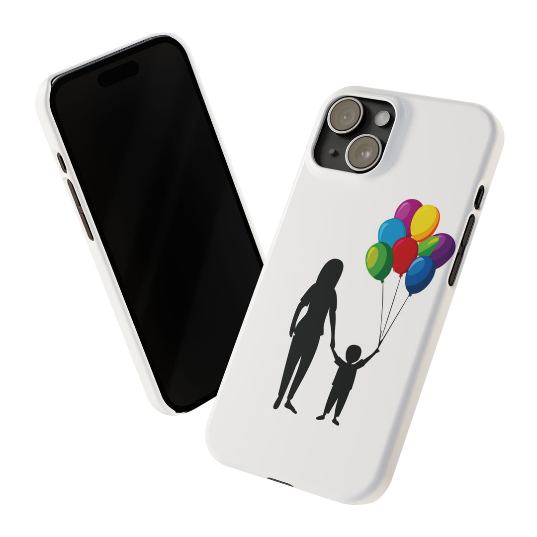 Slim Mother Child Balloons Gift for Her Cute Phone Cases for Iphone 16 Pro Max | iPhone 15 Case | iPhone 15 Pro Max Case, Iphone 14, 13, 12, 11, 10, 8, 7 - Studio40ParkLane