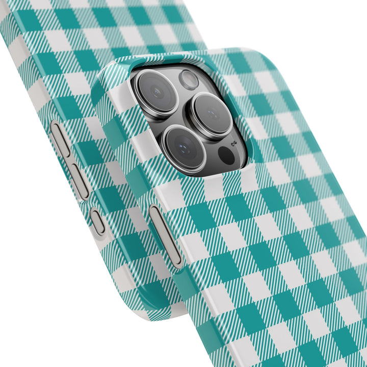 Slim Turquoise Gingham Gift for Her Cute Phone Cases for Iphone 16 Pro Max | iPhone 15 Case | iPhone 15 Pro Max Case, Iphone 14, 13, 12, 11, 10, 8, 7 - Studio40ParkLane